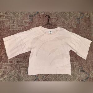 Cabi pink textured 3/4 wide sleeve cotton sweater XS